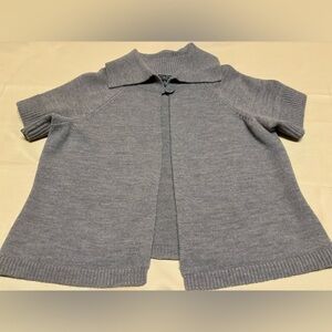 MARINA LUNA 100% Merino Wool Grey Short Sleeve Cardigan Sweater Size‎ 1X